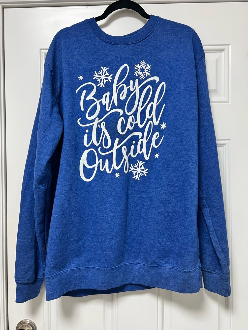 Blue 'Baby It's Cold Outside' Graphic Crewneck Sweatshirt